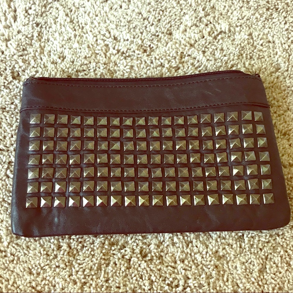 Studded faux leather clutch/purse